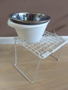 Modified metal stand with plastic bowl